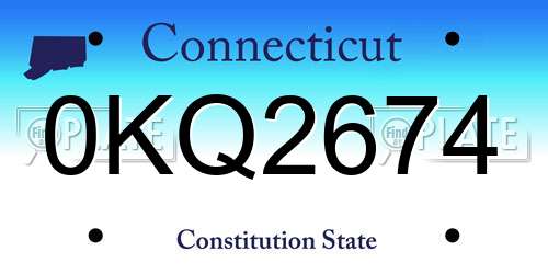 0KQ2674 Connecticut License Plate