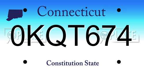 0KQT674 Connecticut License Plate