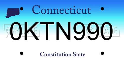 0KTN990 Connecticut License Plate