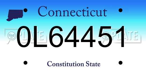 0L64451 Connecticut License Plate
