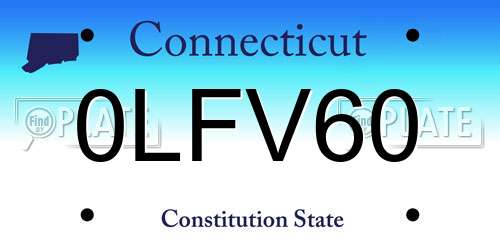 0LFV60 Connecticut License Plate
