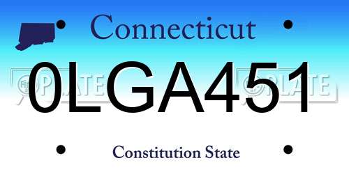 0LGA451 Connecticut License Plate
