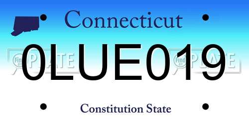 0LUE019 Connecticut License Plate