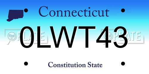0LWT43 Connecticut License Plate