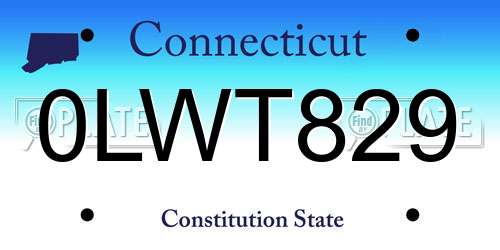 0LWT829 Connecticut License Plate