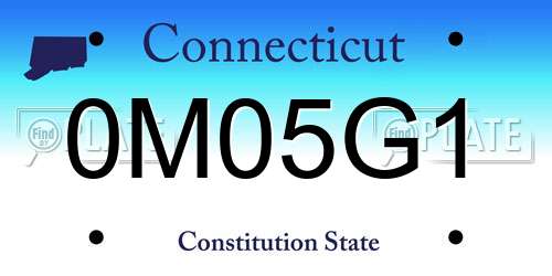 0M05G1 Connecticut License Plate