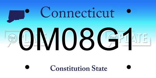 0M08G1 Connecticut License Plate