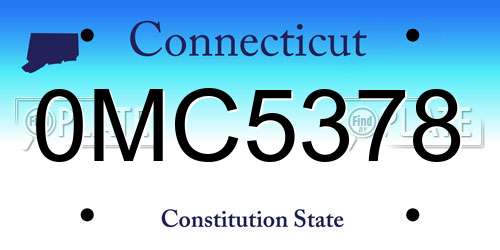 0MC5378 Connecticut License Plate
