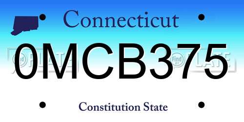 0MCB375 Connecticut License Plate
