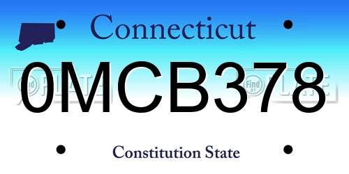 0MCB378 Connecticut License Plate