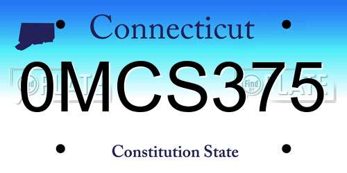 0MCS375 Connecticut License Plate