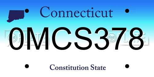0MCS378 Connecticut License Plate