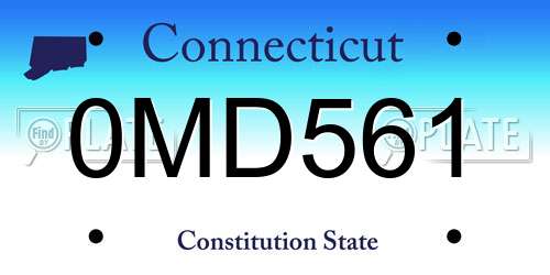 0MD561 Connecticut License Plate