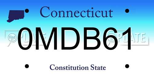 0MDB61 Connecticut License Plate