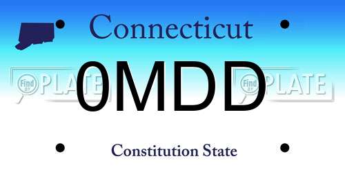 0MDD Connecticut License Plate