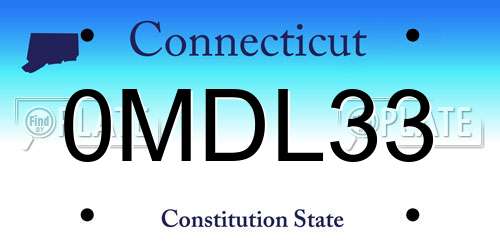 0MDL33 Connecticut License Plate