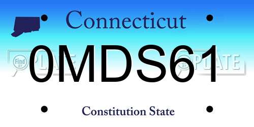 0MDS61 Connecticut License Plate