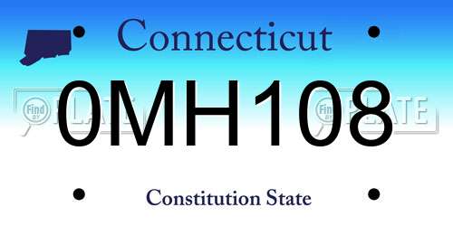 0MH108 Connecticut License Plate