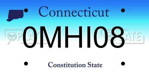 0MHI08 Connecticut License Plate