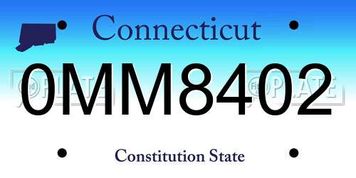 0MM8402 Connecticut License Plate