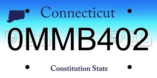 0MMB402 Connecticut License Plate