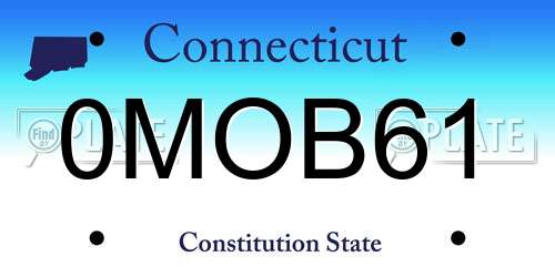 0MOB61 Connecticut License Plate