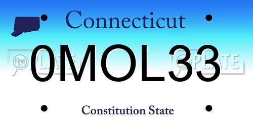 0MOL33 Connecticut License Plate