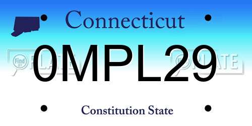 0MPL29 Connecticut License Plate