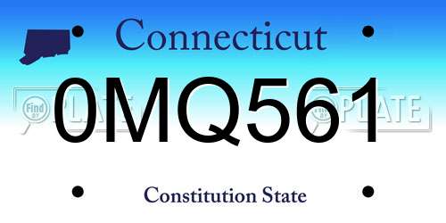 0MQ561 Connecticut License Plate
