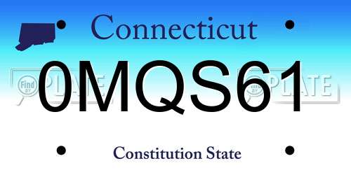 0MQS61 Connecticut License Plate