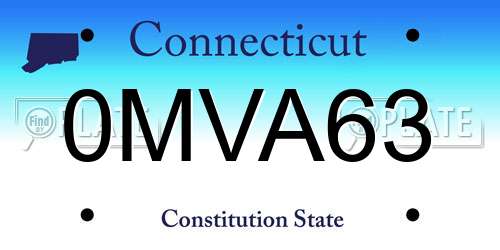 0MVA63 Connecticut License Plate