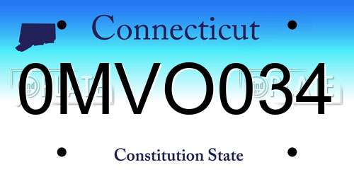 0MVO034 Connecticut License Plate