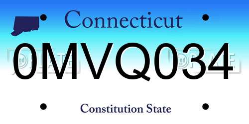 0MVQ034 Connecticut License Plate