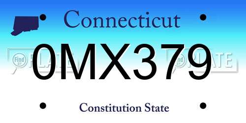 0MX379 Connecticut License Plate