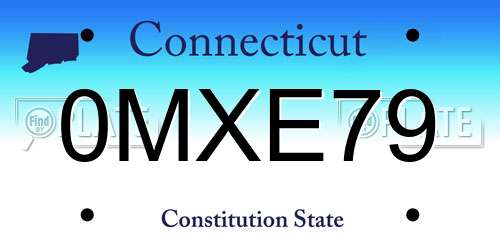 0MXE79 Connecticut License Plate