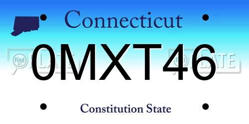 0MXT46 Connecticut License Plate