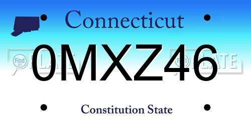0MXZ46 Connecticut License Plate