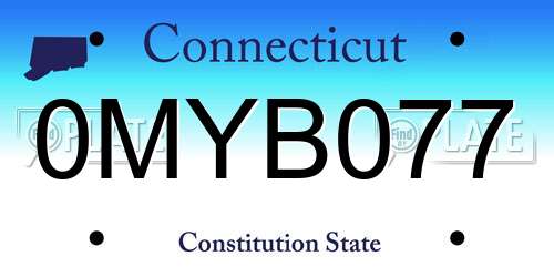 0MYB077 Connecticut License Plate