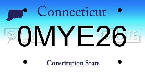 0MYE26 Connecticut License Plate