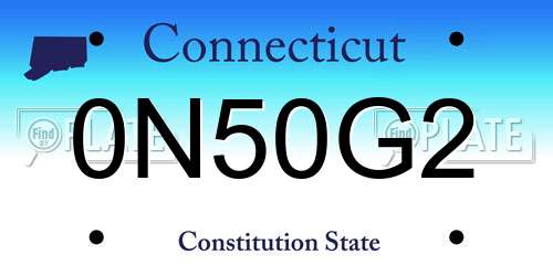 0N50G2 Connecticut License Plate