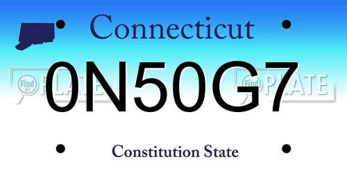 0N50G7 Connecticut License Plate
