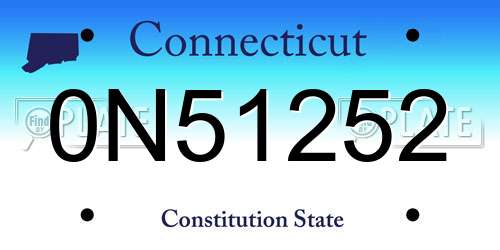 0N51252 Connecticut License Plate