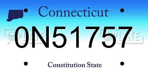 0N51757 Connecticut License Plate