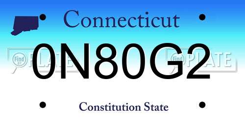 0N80G2 Connecticut License Plate