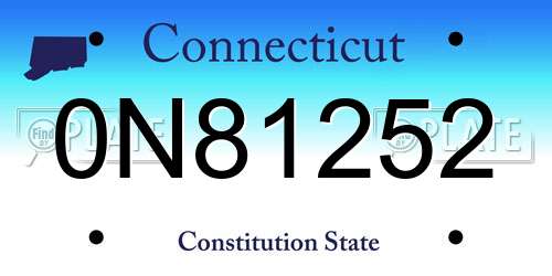 0N81252 Connecticut License Plate