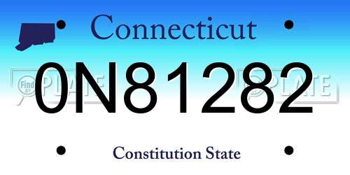 0N81282 Connecticut License Plate