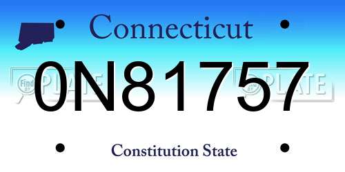 0N81757 Connecticut License Plate