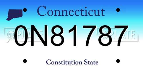 0N81787 Connecticut License Plate