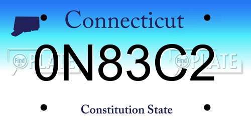 0N83C2 Connecticut License Plate