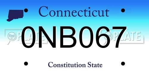 0NB067 Connecticut License Plate